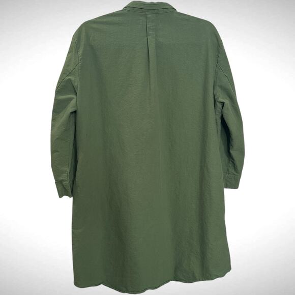 Pomander Place Size L Polly Button Neck Popover Shirt Dress Sage Green Cotton - Picture 5 of 11